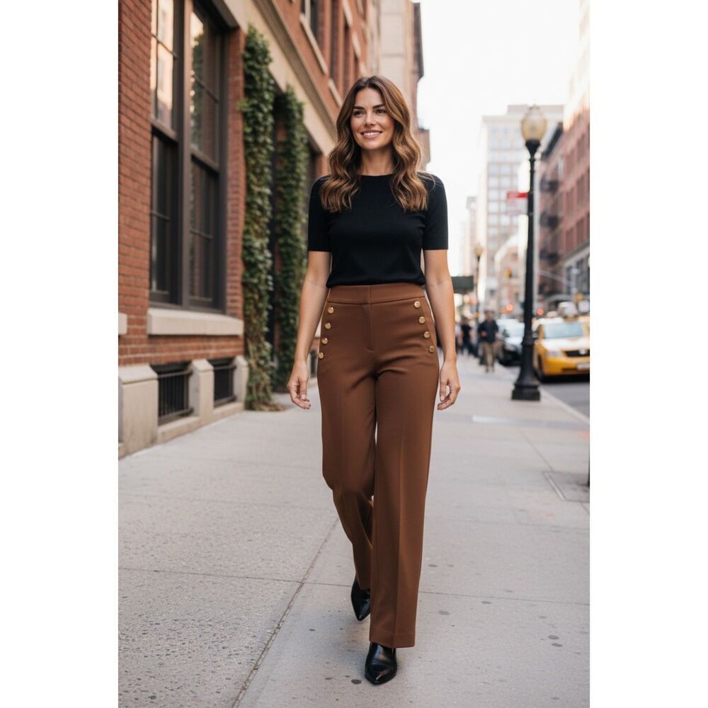 Express Women's Tailored Pants Size 2XS Brown Slim Stretch